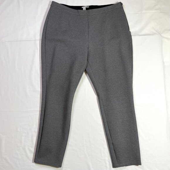 Halogen Pants - Halogen Size 1X Ponte Knit Ankle Pants Back Seam Gray Skinny Ankle Slit